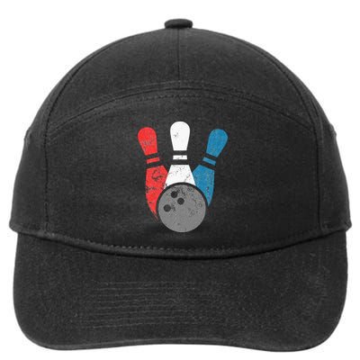 Distressed Bowling For Men Bowling Pins And Ball 7-Panel Snapback Hat