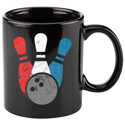 Distressed Bowling For Men Bowling Pins And Ball 11oz C Handle Ceramic Mug