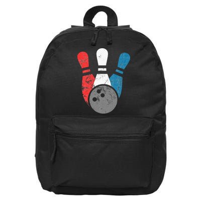 Distressed Bowling For Men Bowling Pins And Ball 16 in Basic Backpack