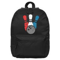 Distressed Bowling For Men Bowling Pins And Ball 16 in Basic Backpack
