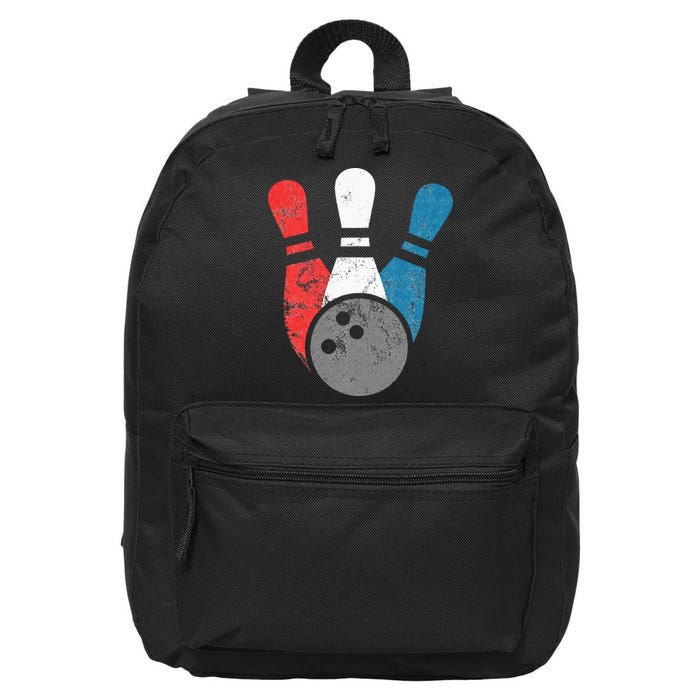 Distressed Bowling For Men Bowling Pins And Ball 16 in Basic Backpack