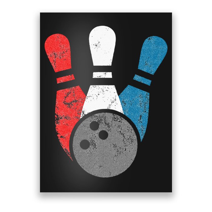 Distressed Bowling For Men Bowling Pins And Ball Poster