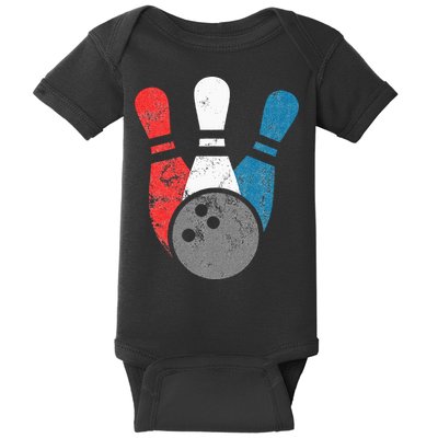 Distressed Bowling For Men Bowling Pins And Ball Baby Bodysuit