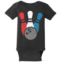 Distressed Bowling For Men Bowling Pins And Ball Baby Bodysuit