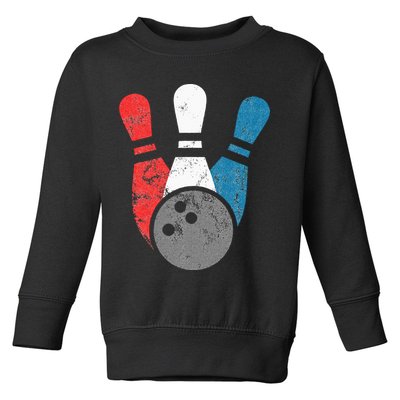 Distressed Bowling For Men Bowling Pins And Ball Toddler Sweatshirt