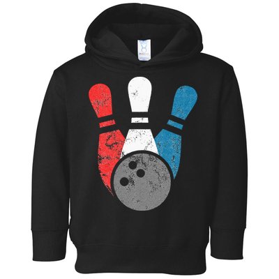 Distressed Bowling For Men Bowling Pins And Ball Toddler Hoodie