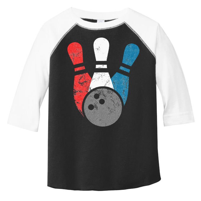 Distressed Bowling For Men Bowling Pins And Ball Toddler Fine Jersey T-Shirt