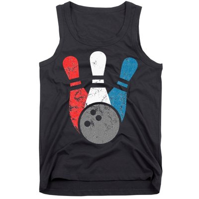 Distressed Bowling For Men Bowling Pins And Ball Tank Top