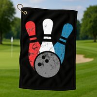 Distressed Bowling For Men Bowling Pins And Ball Golf Towel