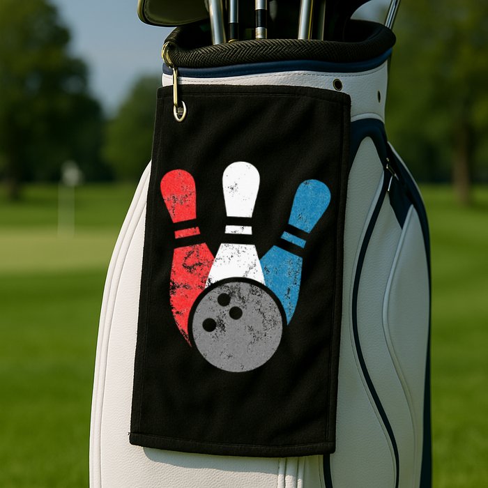 Distressed Bowling For Men Bowling Pins And Ball Golf Towel