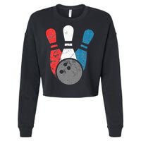Distressed Bowling For Men Bowling Pins And Ball Cropped Pullover Crew