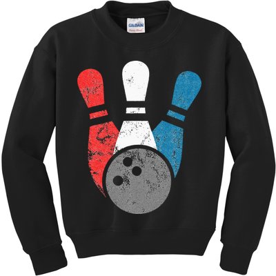 Distressed Bowling For Men Bowling Pins And Ball Kids Sweatshirt