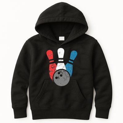 Distressed Bowling For Men Bowling Pins And Ball Kids Hoodie