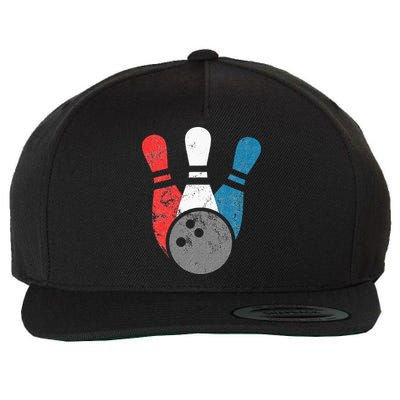 Distressed Bowling For Men Bowling Pins And Ball Wool Snapback Cap