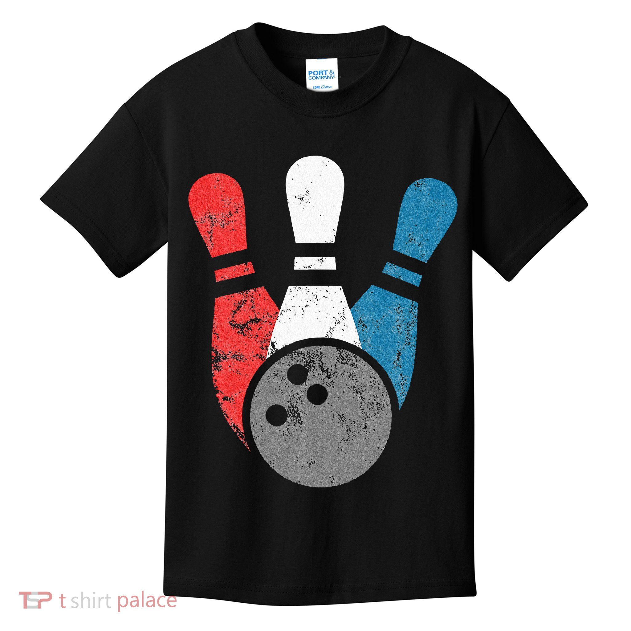 Distressed Bowling For Men Bowling Pins And Ball Kids T-Shirt