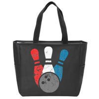 Distressed Bowling For Men Bowling Pins And Ball Zip Tote Bag