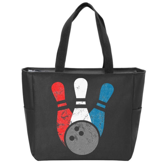 Distressed Bowling For Men Bowling Pins And Ball Zip Tote Bag