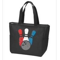 Distressed Bowling For Men Bowling Pins And Ball Zip Tote Bag