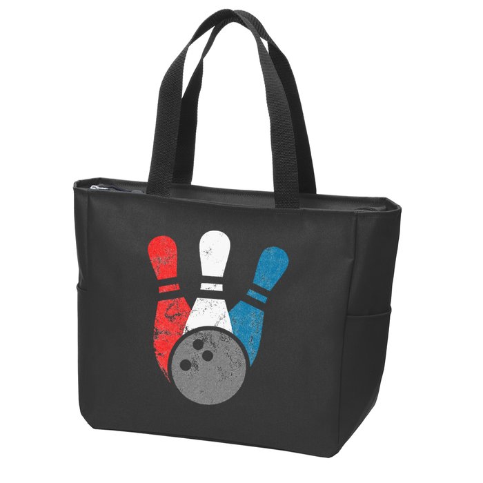 Distressed Bowling For Men Bowling Pins And Ball Zip Tote Bag