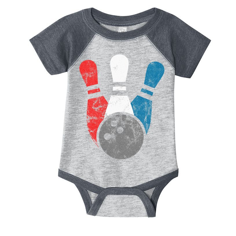 Distressed Bowling For Men Bowling Pins And Ball Infant Baby Jersey Bodysuit