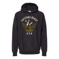 Daytona Beach Fl Legs In Heels Hotrod Biker Wings Design Premium Hoodie