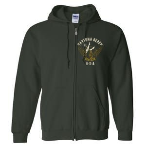 Daytona Beach Fl Legs In Heels Hotrod Biker Wings Design Full Zip Hoodie