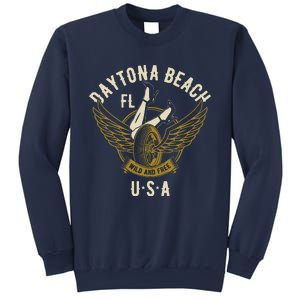 Daytona Beach Fl Legs In Heels Hotrod Biker Wings Design Sweatshirt