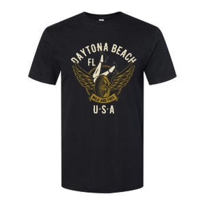 Daytona Beach Fl Legs In Heels Hotrod Biker Wings Design Softstyle CVC T-Shirt