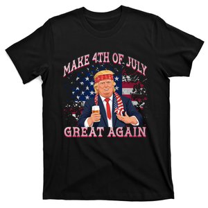 Drinking Beer Funny Trump Make 4th Of July Great Again T-Shirt