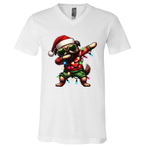 Dabbing Brussels Griffon Dog Sunglasses Cute Christmas Xmas V-Neck T-Shirt