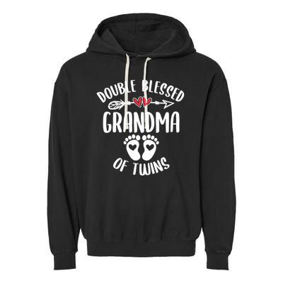 Double Blessed Grandma Of Twins Funny Twin Grandmother Garment-Dyed Fleece Hoodie