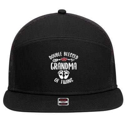 Double Blessed Grandma Of Twins Funny Twin Grandmother 7 Panel Mesh Trucker Snapback Hat