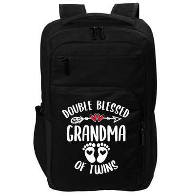 Double Blessed Grandma Of Twins Funny Twin Grandmother Impact Tech Backpack