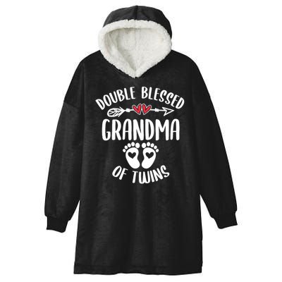 Double Blessed Grandma Of Twins Funny Twin Grandmother Hooded Wearable Blanket