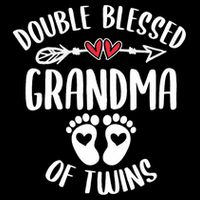 Double Blessed Grandma Of Twins Funny Twin Grandmother Bucket Hat