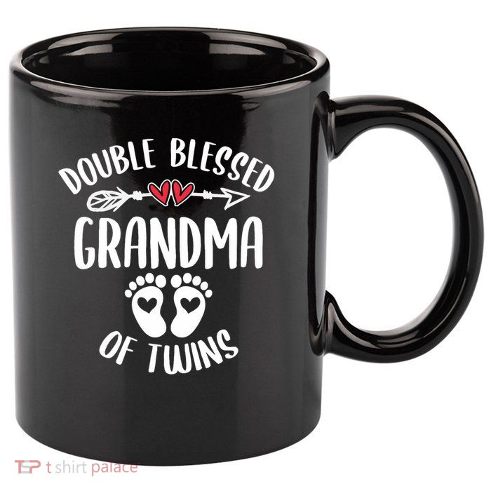 Double Blessed Grandma Of Twins Funny Twin Grandmother 11oz C Handle Ceramic Mug