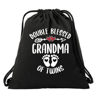 Double Blessed Grandma Of Twins Funny Twin Grandmother Drawstring Bag