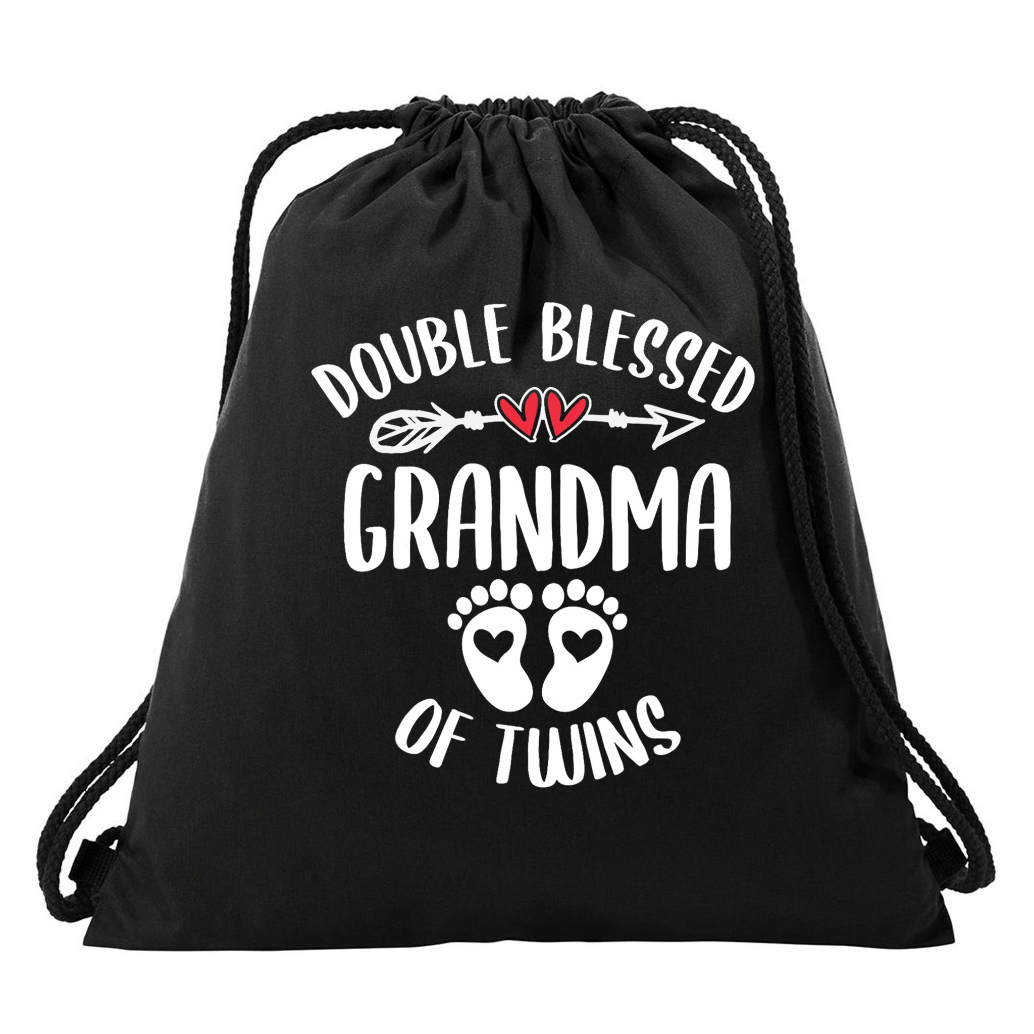 Double Blessed Grandma Of Twins Funny Twin Grandmother Drawstring Bag