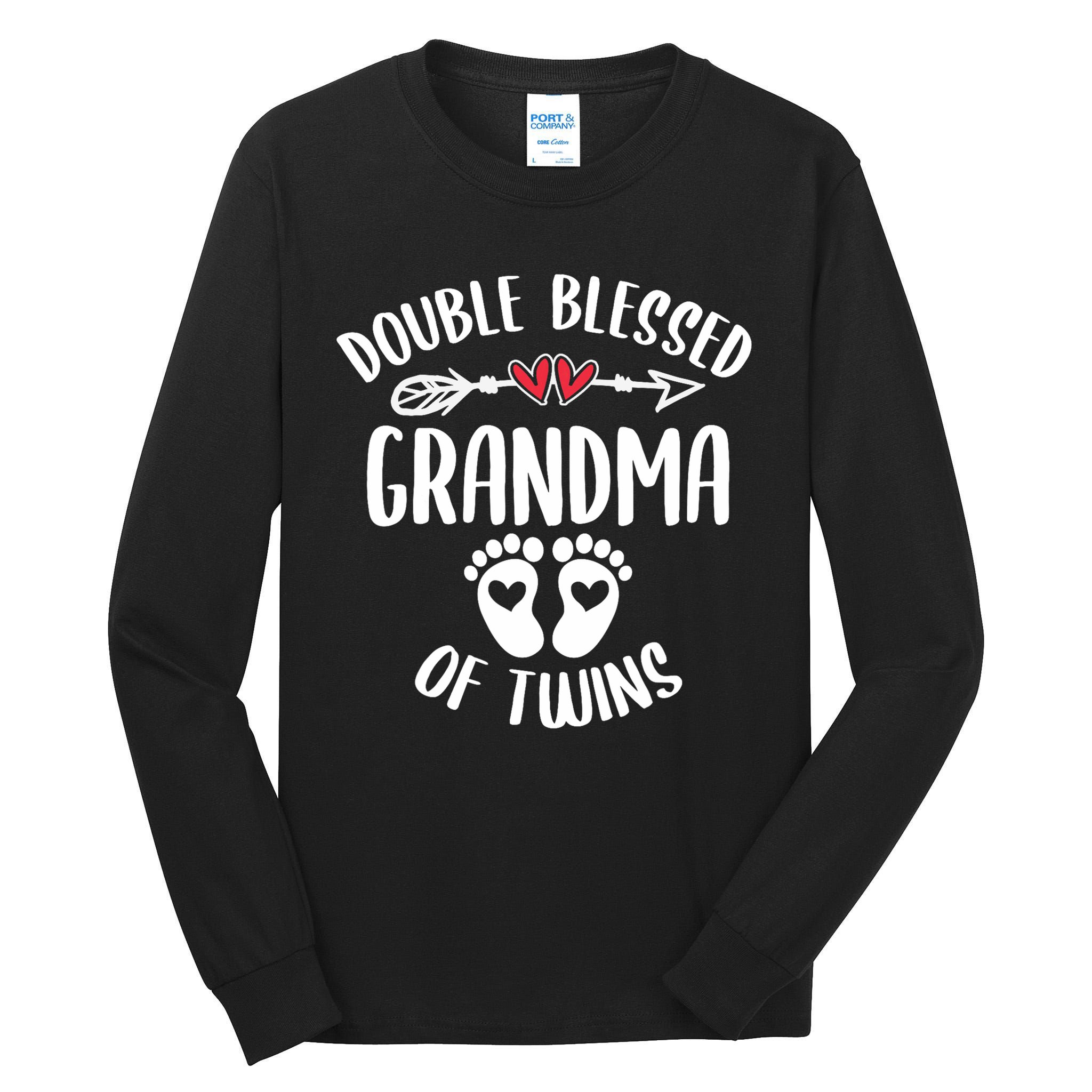 Double Blessed Grandma Of Twins Funny Twin Grandmother Tall Long Sleeve T-Shirt