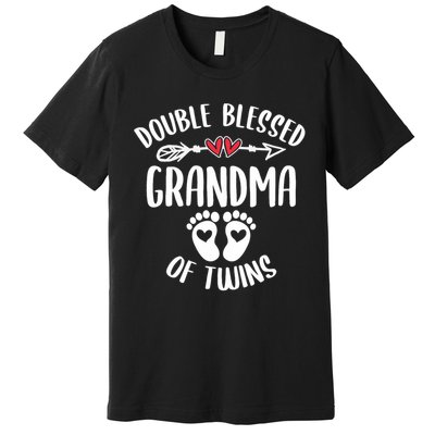 Double Blessed Grandma Of Twins Funny Twin Grandmother Premium T-Shirt