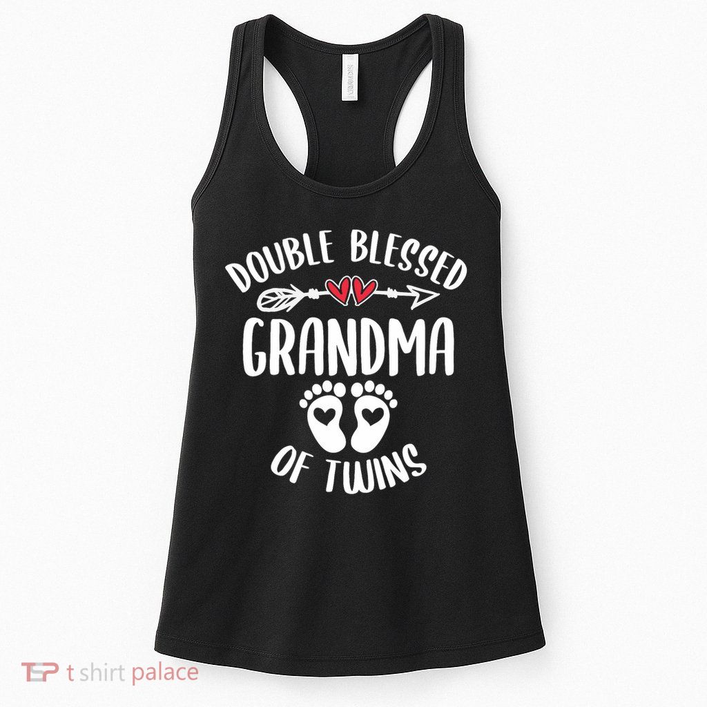 Double Blessed Grandma Of Twins Funny Twin Grandmother Womens Tank Top