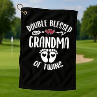 Double Blessed Grandma Of Twins Funny Twin Grandmother Golf Towel
