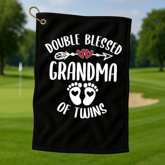Double Blessed Grandma Of Twins Funny Twin Grandmother Golf Towel