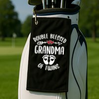 Double Blessed Grandma Of Twins Funny Twin Grandmother Golf Towel