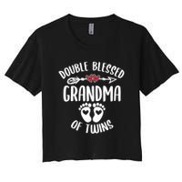 Double Blessed Grandma Of Twins Funny Twin Grandmother Women's Crop Top Tee