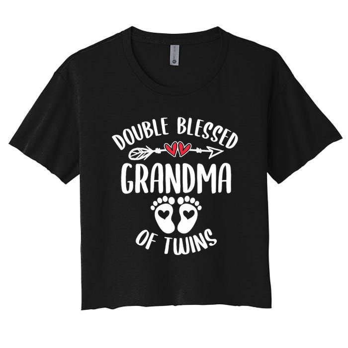 Double Blessed Grandma Of Twins Funny Twin Grandmother Women's Crop Top Tee