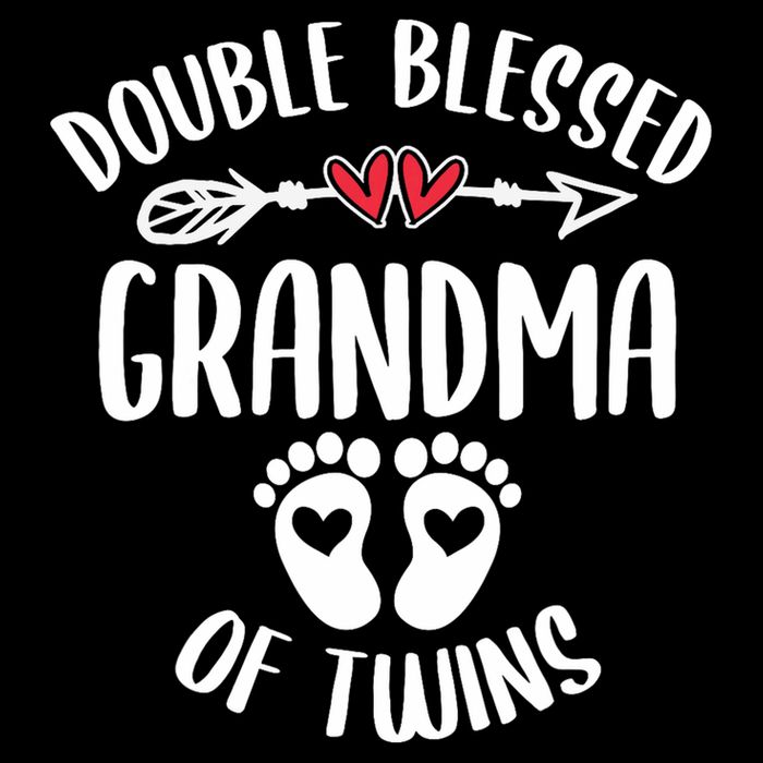 Double Blessed Grandma Of Twins Funny Twin Grandmother Cropped Pullover Crew