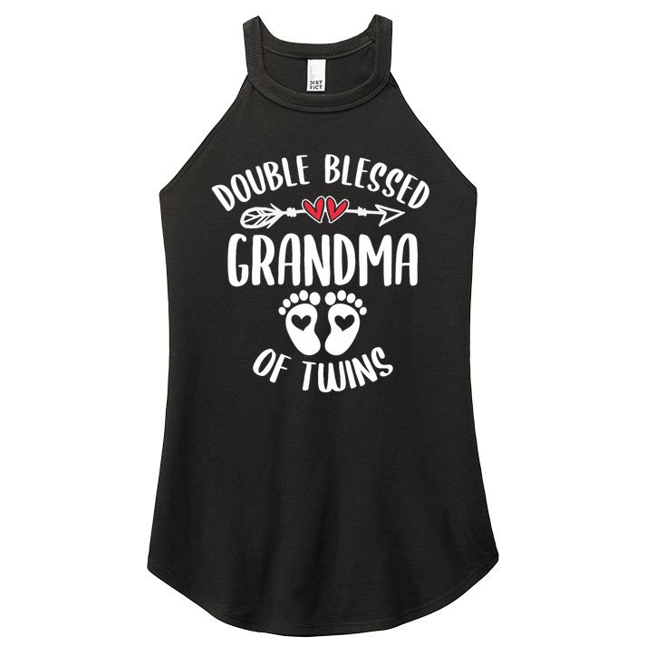 Double Blessed Grandma Of Twins Funny Twin Grandmother Women's Perfect Tri Rocker Tank