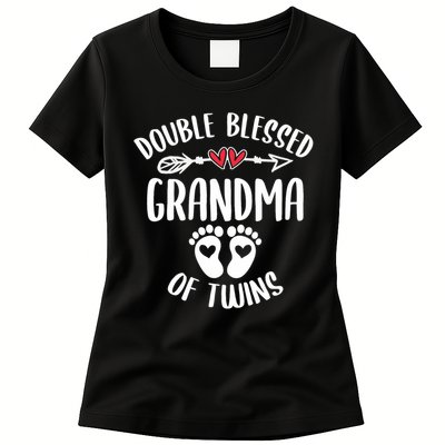 Double Blessed Grandma Of Twins Funny Twin Grandmother Womens T-Shirt