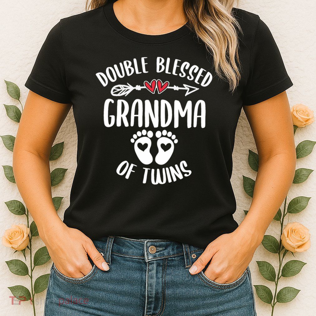 Double Blessed Grandma Of Twins Funny Twin Grandmother Womens T-Shirt